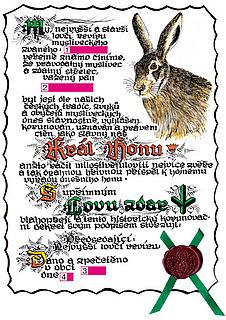 Král honu zvěře zaječí, glejt s hlavou zajíce A4 2977